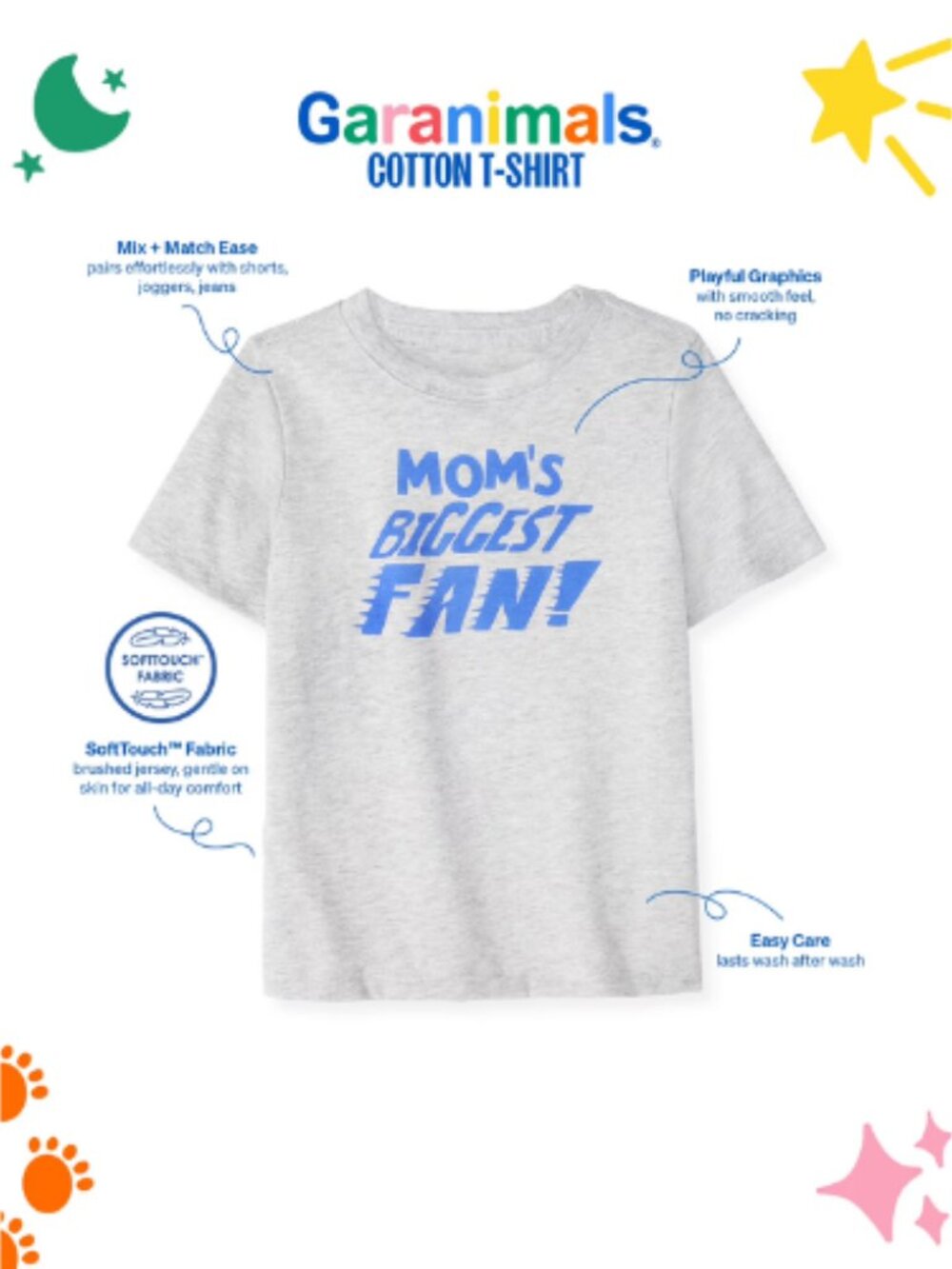 Garanimals Newborn, Baby & Toddler Boy Cotton Short-Sleeve Graphic T-Shirt, Size - Picture 2 of 2